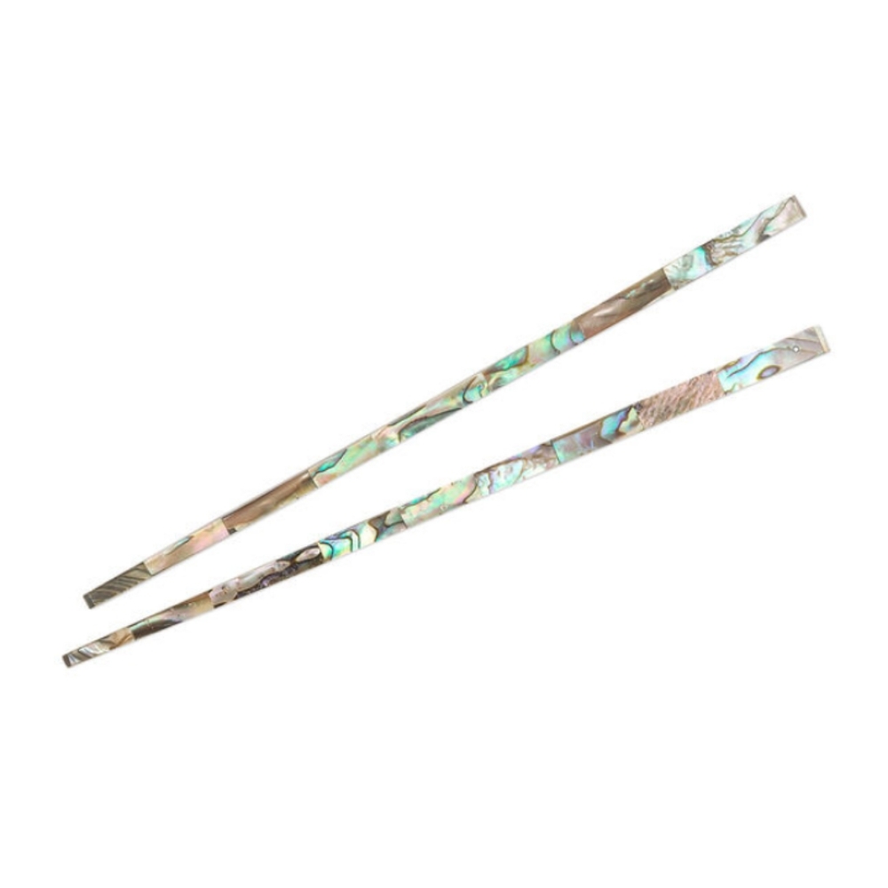 Hairsticks Pair Natural Paua Shell Laminated 7" Length 3470FD
